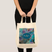 Tote Bag Aquarelle bleu violet or Abstraite personnalisée (Devant (produit))