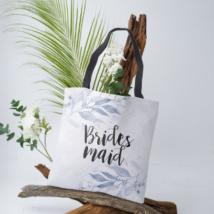 Tote Bag Aquarelle bleue Feuilles Élégant mariage femme de
