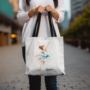 Tote Bag Aquarelle bleue Petite Ballerina Danseuse