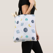 Tote Bag Aquarelle Blue Space Planet Motif (De près)