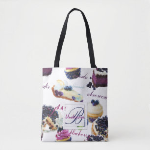 Tote Bag Aquarelle Blueberries et Sweets Monogramme