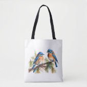 Tote Bag Aquarelle Bluebirds sur le pin (Devant)