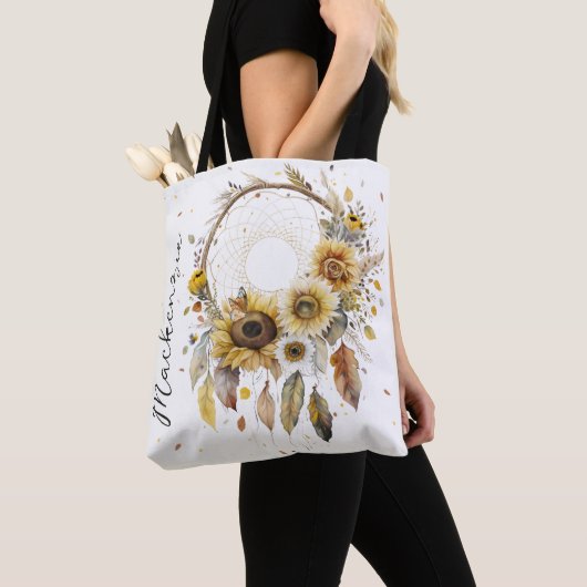 Tote Bag Aquarelle Boho Dreamcatcher (De près)
