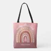 Tote Bag Aquarelle Boho personnalisée Nom arc-en-ciel Fille (Dos)