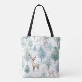 Tote Bag Aquarelle BoisCerf En Forêt D'Hiver Noël (Dos)