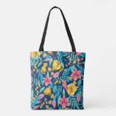 Tote Bag Aquarelle botanique : fleurs, ornement feuille. (Dos)