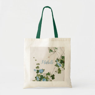 Tote Bag Aquarelle botanique japonaise Fleur bleue