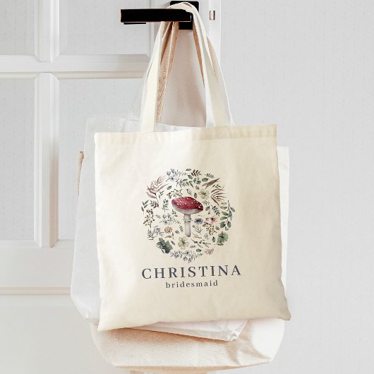 Tote Bag Aquarelle Botanique Verdure Champignon