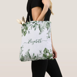 Tote Bag Aquarelle Botanique Verdure Sage Ferns Ivy