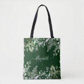 Tote Bag Aquarelle Botanique Verdure Sage Ferns Ivy Green (Devant)