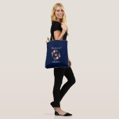 Tote Bag Aquarelle Bourgogne Florale Bleu (Sur le modèle)