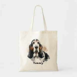 Tote Bag Aquarelle Browns Basset Hound /Les animaux personn