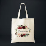 Tote Bag Aquarelle Burgundy Bleu Floral<br><div class="desc">Aquarelle de Bridesmaid Burgundy Marsala Sac fourre-tout Floral bleu</div>