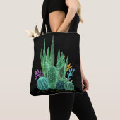 Tote Bag Aquarelle, cactus lancer oreiller (De près)