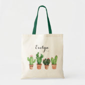 Tote Bag Aquarelle Cactus Pot Blush Floral (Devant)