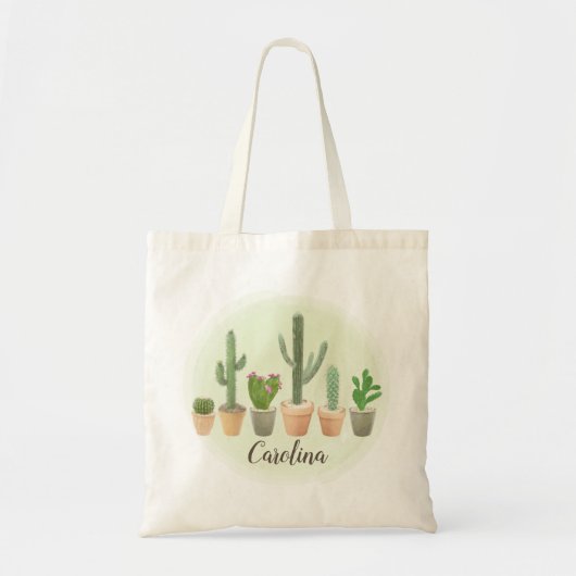Tote Bag Aquarelle Cactus Succulents Pots Plante Moderne (Devant)