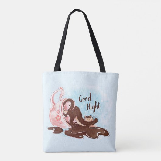 Tote Bag Aquarelle café Stretting Cat (Dos)