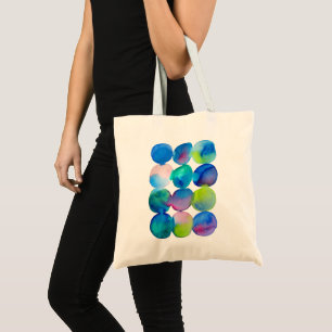 Tote Bag Aquarelle cercle motif art abstrait couleur cool