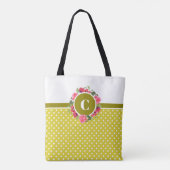 Tote Bag Aquarelle Cercle rouge et rose Courbe florale (Dos)