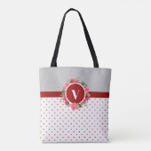 Tote Bag Aquarelle Cercle rouge et rose Courbe florale (Dos)
