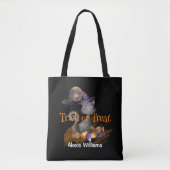 Tote Bag Aquarelle Chat noir Tricot ou traitement (Devant)