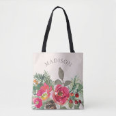 Tote Bag Aquarelle Chic Winter Floral Nom personnalisé (Devant)