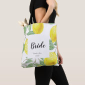 Tote Bag Aquarelle Citron Feuille Jaune Blanc Mariage (De près)