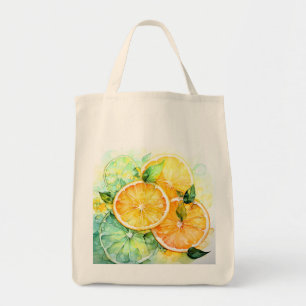 Tote Bag Aquarelle Citron Orange Citron Vert Botanique Cuis