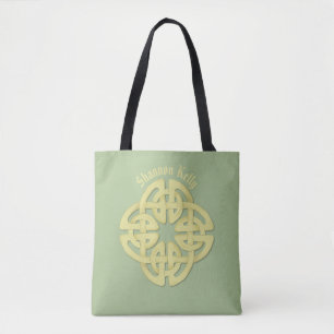 Tote Bag Aquarelle classique Vert Gold Croix celtique