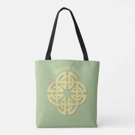Tote Bag Aquarelle classique Vert Gold Croix celtique (Dos)