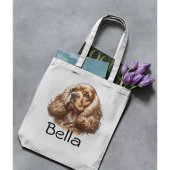 Tote Bag Aquarelle Cocker Spaniel Personnalisé