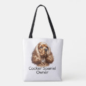 Tote Bag Aquarelle Cocker Spaniel Personnalisé (Dos)