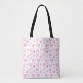 Tote Bag Aquarelle Coeurs roses Saint-Valentin (Devant)