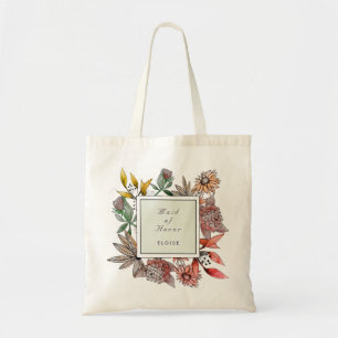 Tote Bag Aquarelle colorée de fleurs sauvages "Maid of Hon