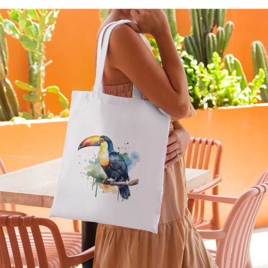Tote Bag Aquarelle colorée d'un toucan exotique