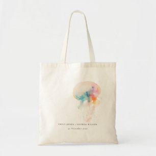 Tote Bag Aquarelle colorée sous-marine méduse Mariage