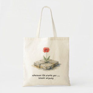 Tote Bag Aquarelle Coquelicot Où que la vie vous plante