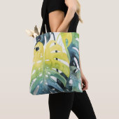 Tote Bag Aquarelle Coucher de soleil Palm Tree Feuilles (De près)