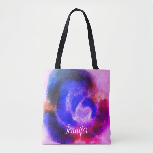 Tote Bag Aquarelle couleur rose violet personnalisée Floral (Devant)