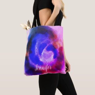 Tote Bag Aquarelle couleur rose violet personnalisée Floral