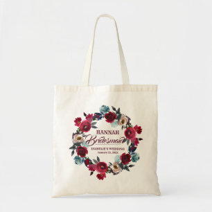 Tote Bag Aquarelle couleur rouge florale personnalisée