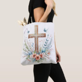 Tote Bag Aquarelle Croix de Pâques personnalisée (De près)