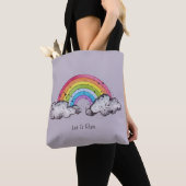 Tote Bag Aquarelle Cute Arc-En-Ciel Et Nuages (De près)