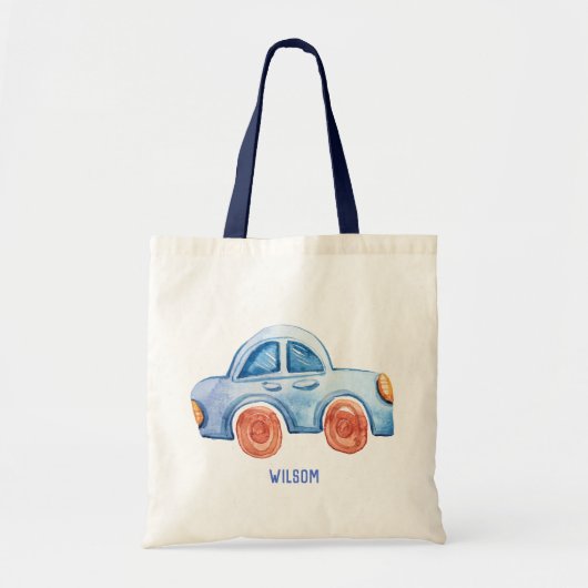 Tote Bag Aquarelle Cute Boy's Car (Devant)