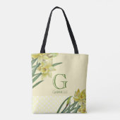 Tote Bag Aquarelle Daffodique Fleur Portrait Monogramme (Dos)