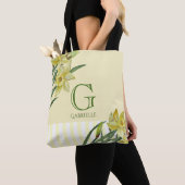 Tote Bag Aquarelle Daffodique Fleur Portrait Monogramme (De près)
