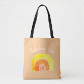 Tote Bag Aquarelle d'amour arc-en-ciel orange (Devant)