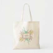 Tote Bag Aquarelle de bouquet Succulente | Nom personnalisé (Devant)