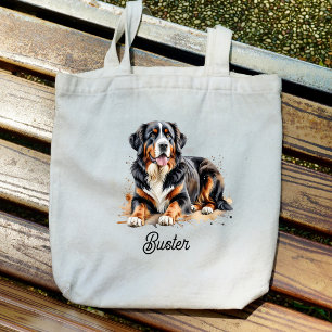 Tote Bag Aquarelle de compagnie de Montagne Bernoise Brun P
