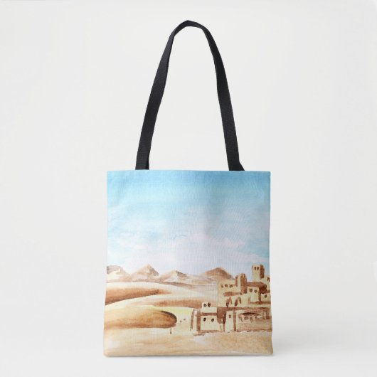 Tote Bag Aquarelle de Desert Dunes African City (Devant)